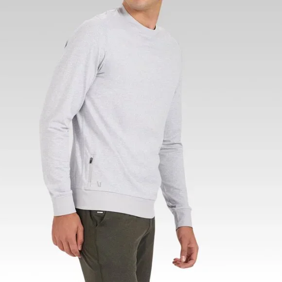 vuori Men's Ponto Performance Crew in Platinum Heather - XL - Picture 3 of 16